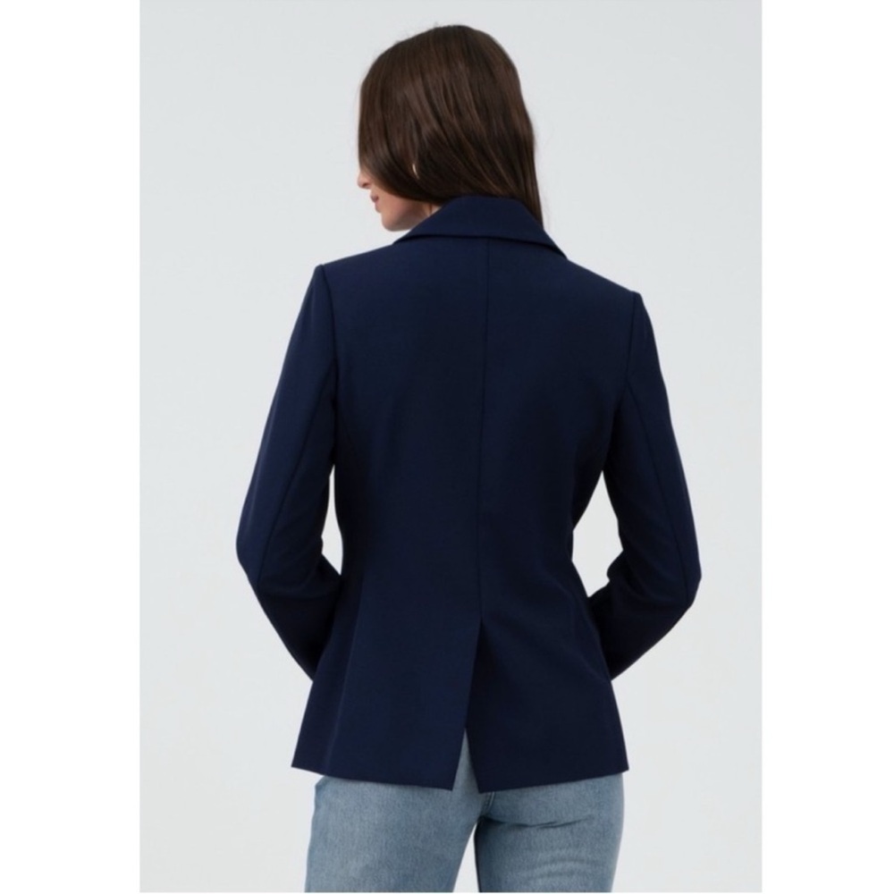 NWT Navy Blue Notched Lapel Tailored Blazer with Gold Buttons - Size Medium - Picture 4 of 10